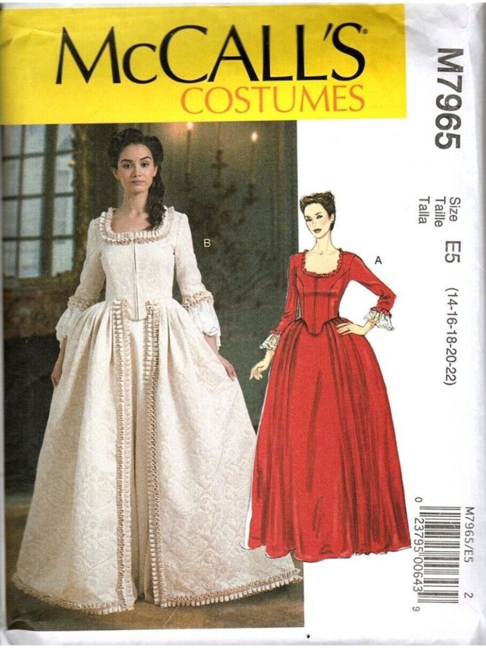 McCall's M7965 Misses 14-22 Historical Costume Renaissance Dress Sewing Pattern